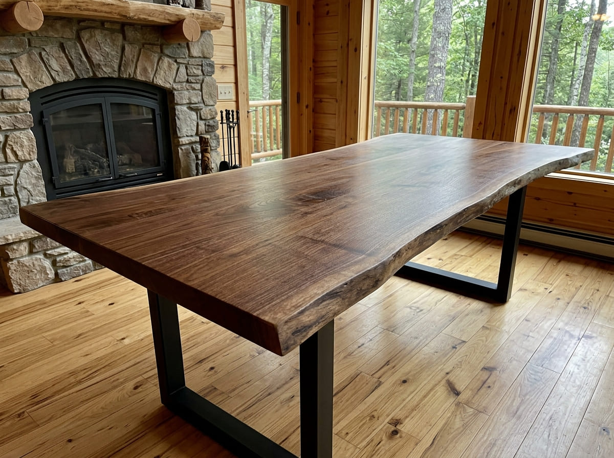 Mesa Madera maciza con patas de acero